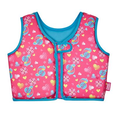 Girls' pink printed swim vest